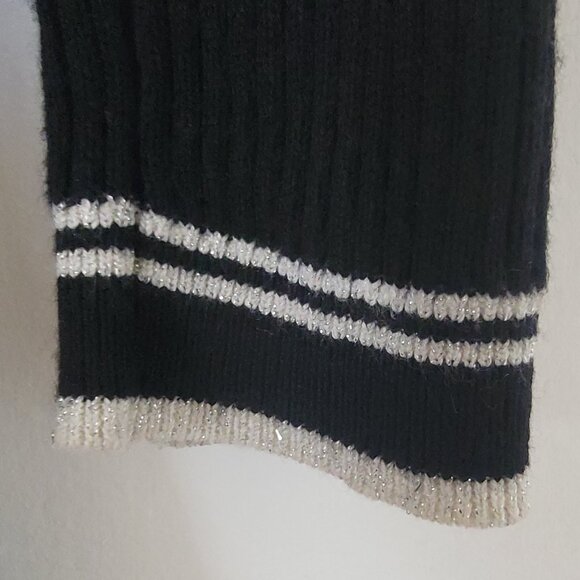 SOLD WHBM Ribbed Long Cardigan Duster Black White Trim - Picture 8 of 15